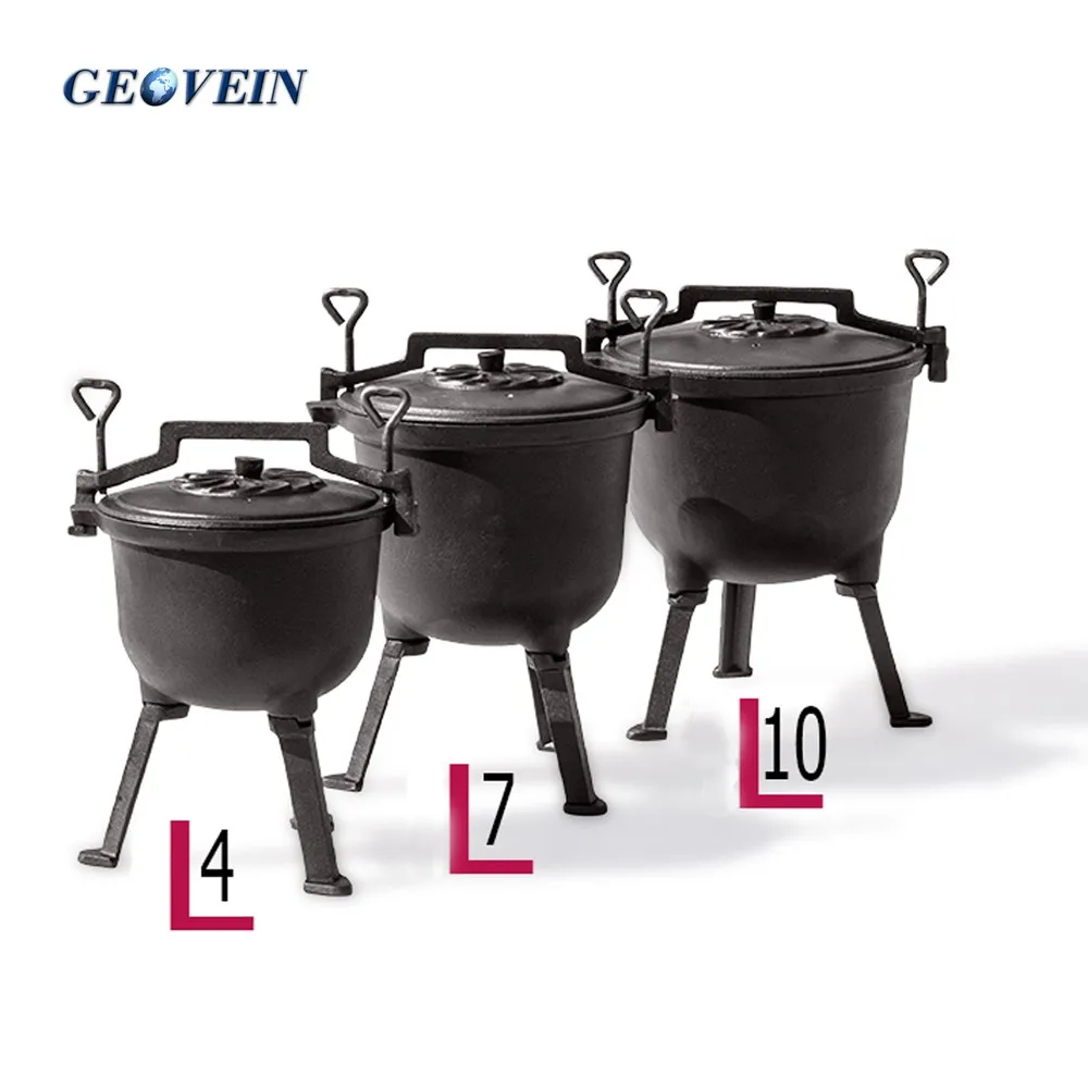 cast iron three legs potjie non-stick cauldron pot