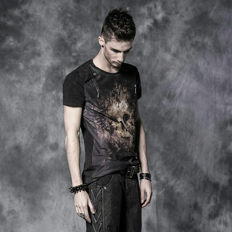 

2019 Steampunk cotton inner Short Sleeve summer T-shirt men