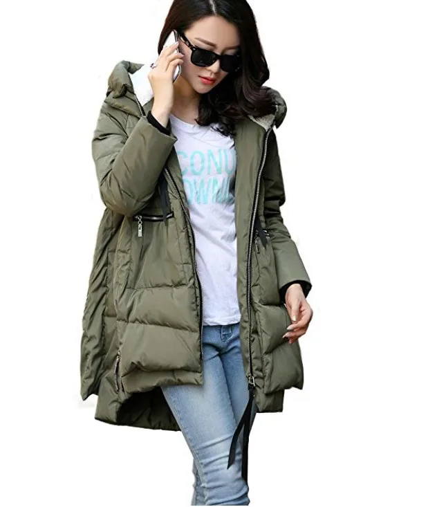 

Women's Thickened Down Jacket Outwear Windproof Coat Black Green