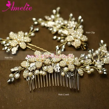 Handmade Beaded Flower Wedding Hair Comb Hair Clip And Hair Pin