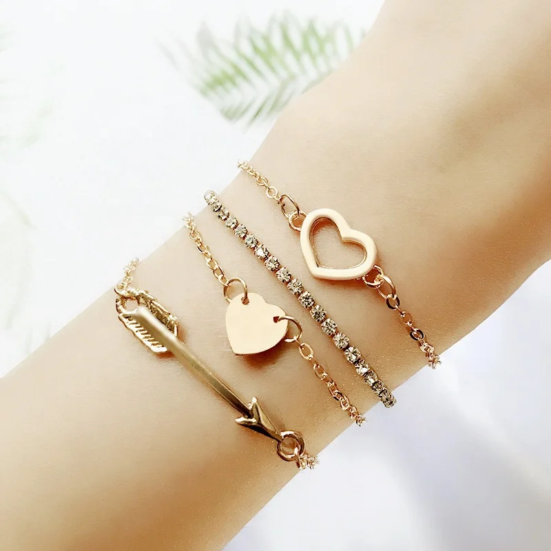 

Source factory Diamond CZ Hand Love Chain gold plated bracelet heart shape Arrowhead Bracelet Jewelry, Picture