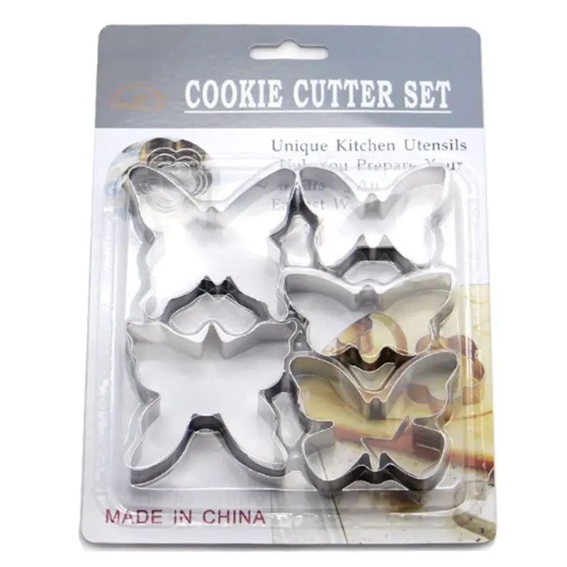 

Lixsun 5Pcs Stainless Steel Butterfly Cookie Cutter Set Animal Shape Mold Cake Fondant Dessert Mold