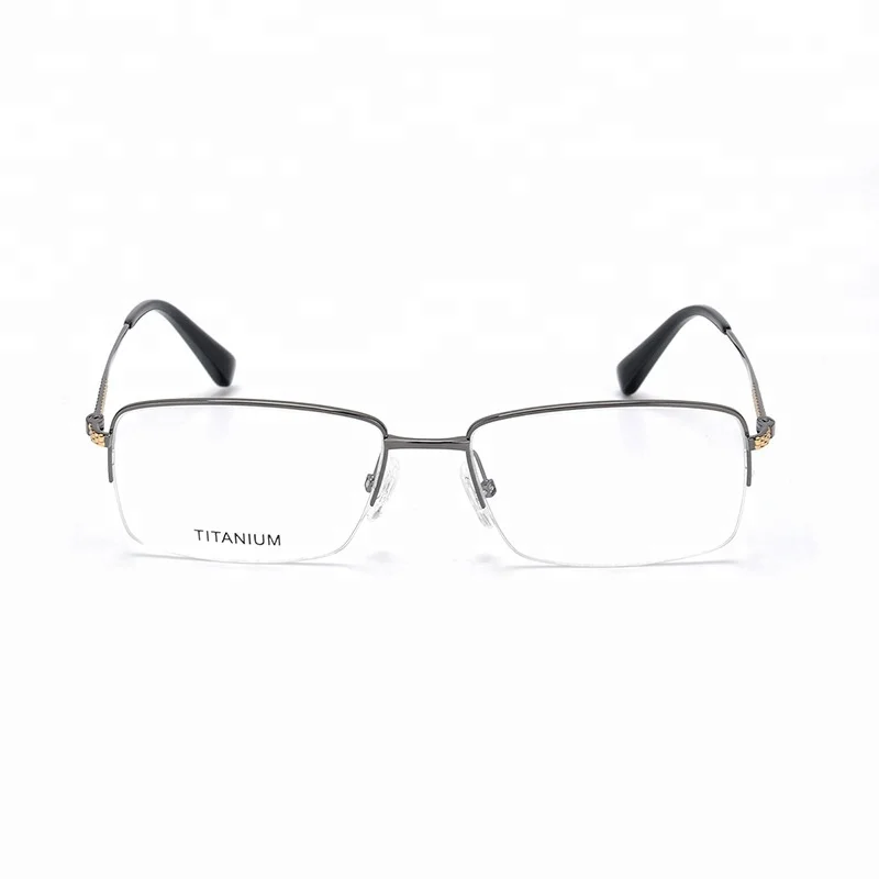 

Latest fashion design half Frame Rimless titanium eyeglasses frame For men