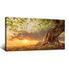 Simple life tree leaf printing watercolor art ready to hang painting canvas wall art
