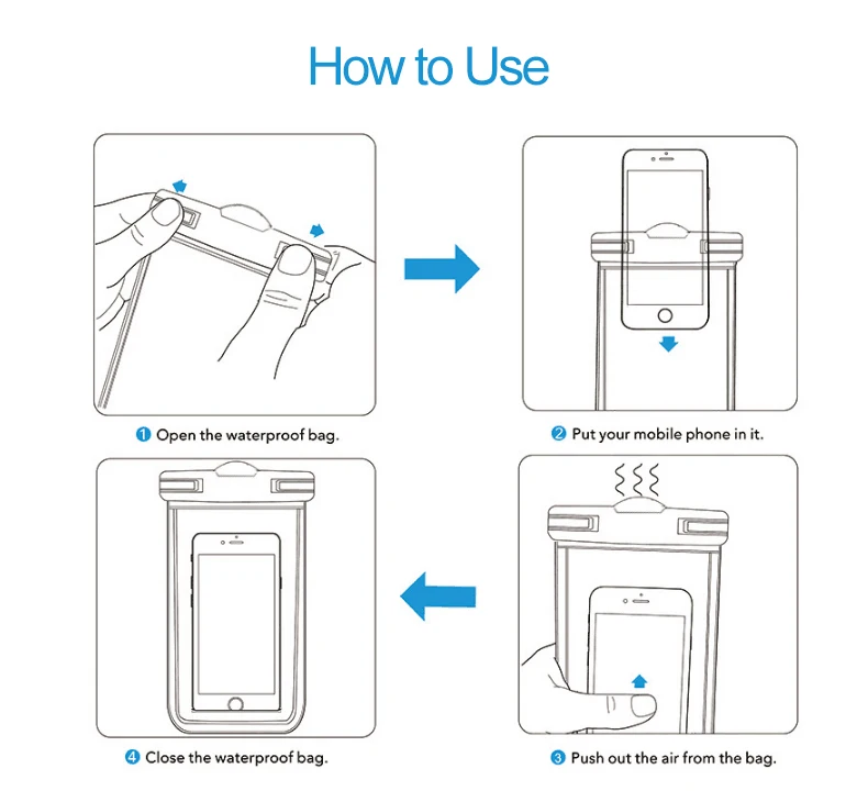 Hot selling custom universal water resistant swimming waterproof phone case tpu water proof bag for iphone 13