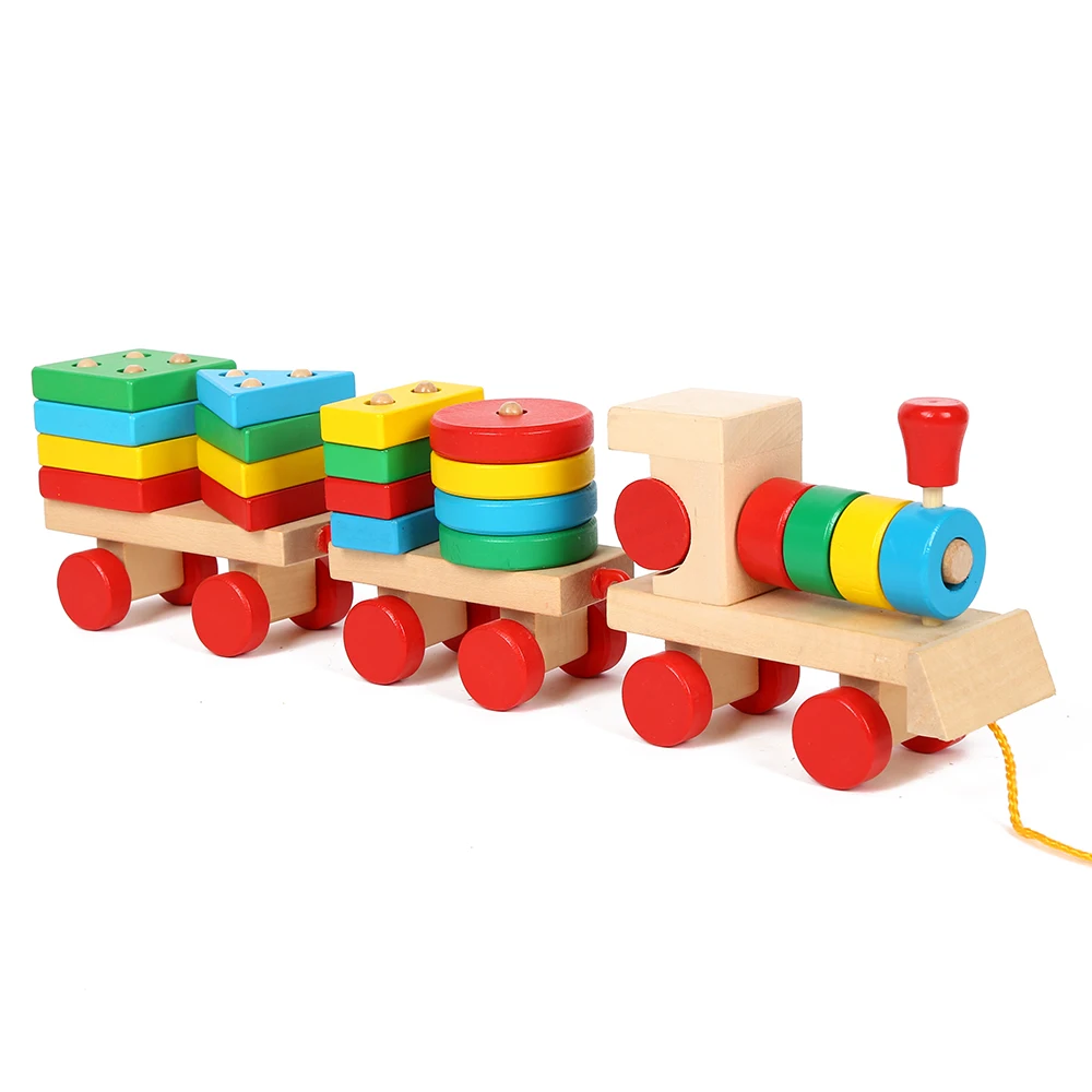 wooden train stacking toy