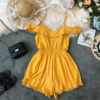 

Custom 2019 Summer Fashion Soild Color Women Short Jumpsuit