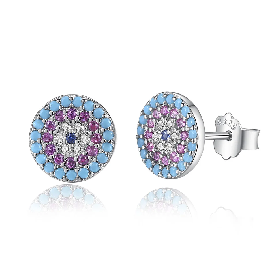 

100% 925 Sterling Silver Earrings Blue Zircon Crystal Stud Earrings for Women Daily Party Jewelry
