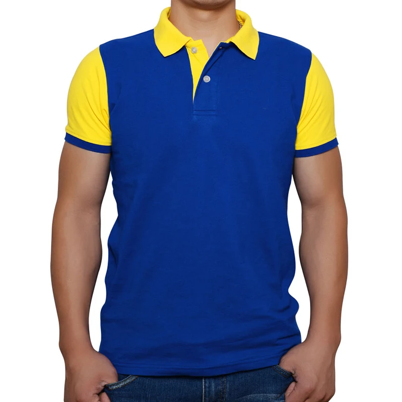 blue and yellow polo t shirt