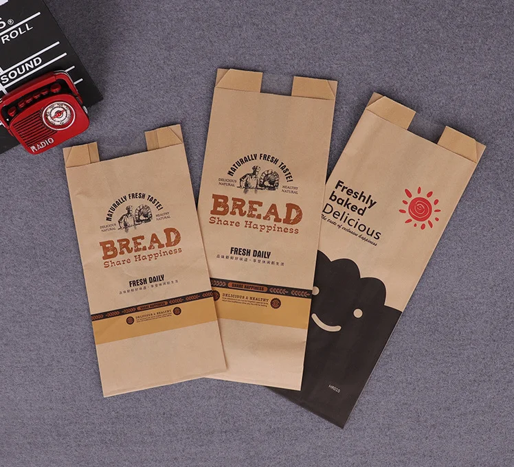 Food Grade Greaseproof Custom Logo Printed Bakery Brown Kraft Bread ...