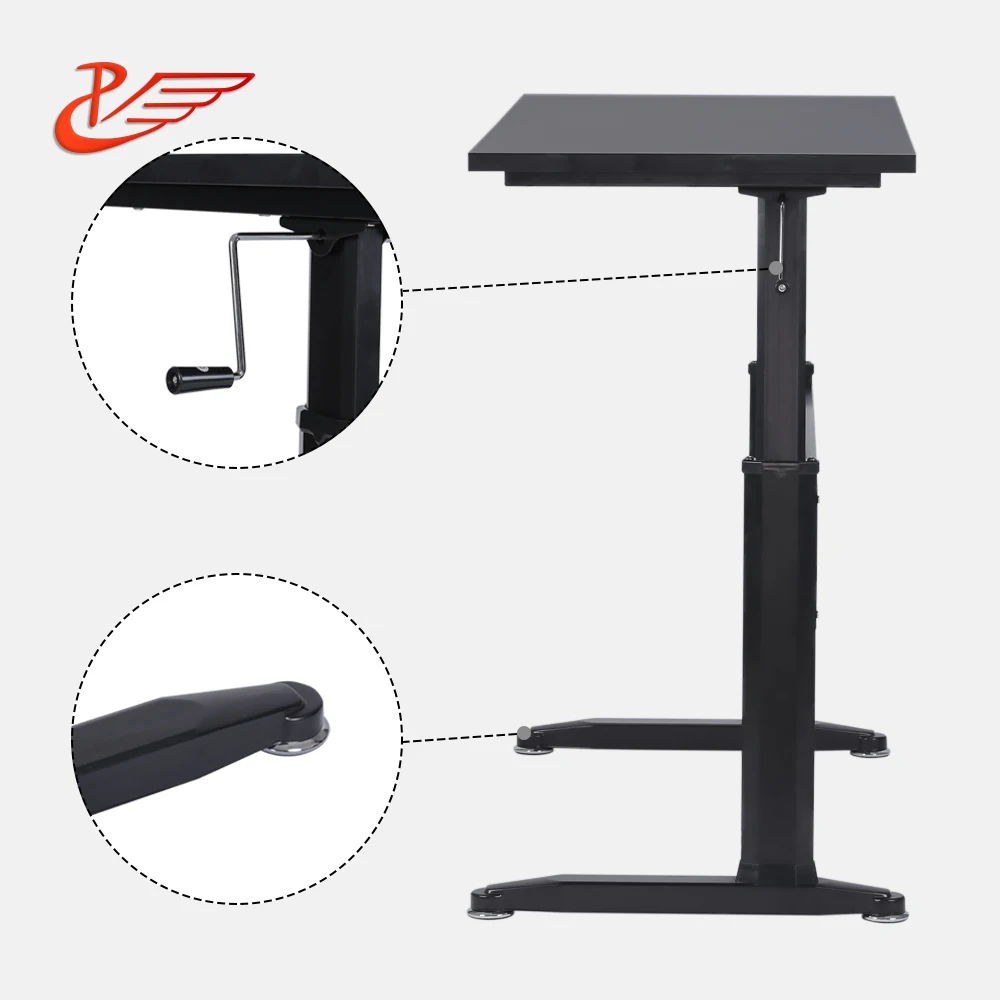Aluminum Alloy Hand Crank Manual Modern Office Sit Stand Height