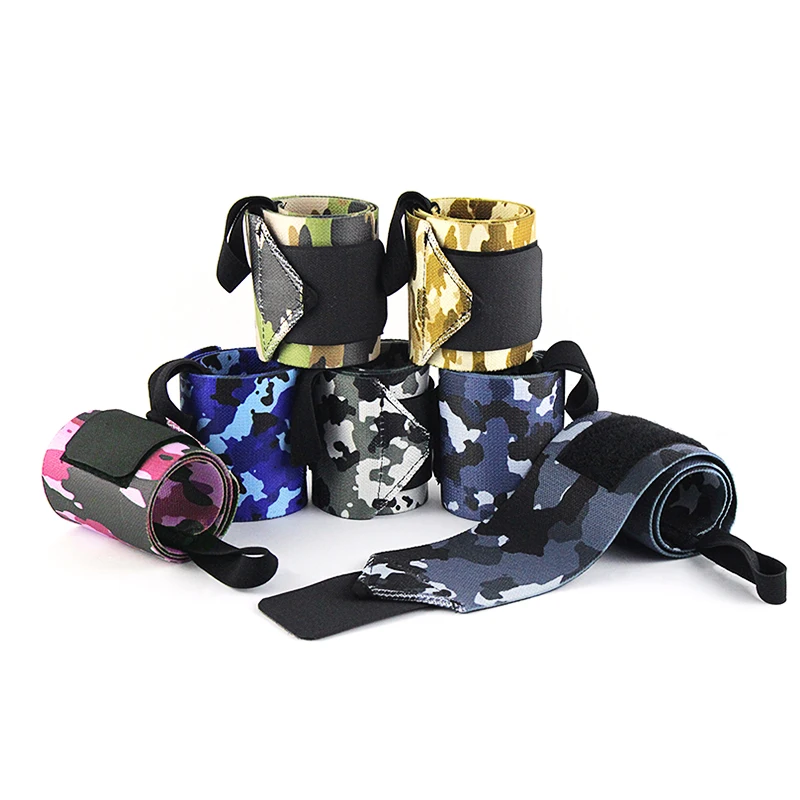 

Low MOQ 20 Designs Factory Price Sports Wristband Wrist Brace Camo Wrap Bandage Gym Strap Weightlifting Glove, 20 colors ready stock