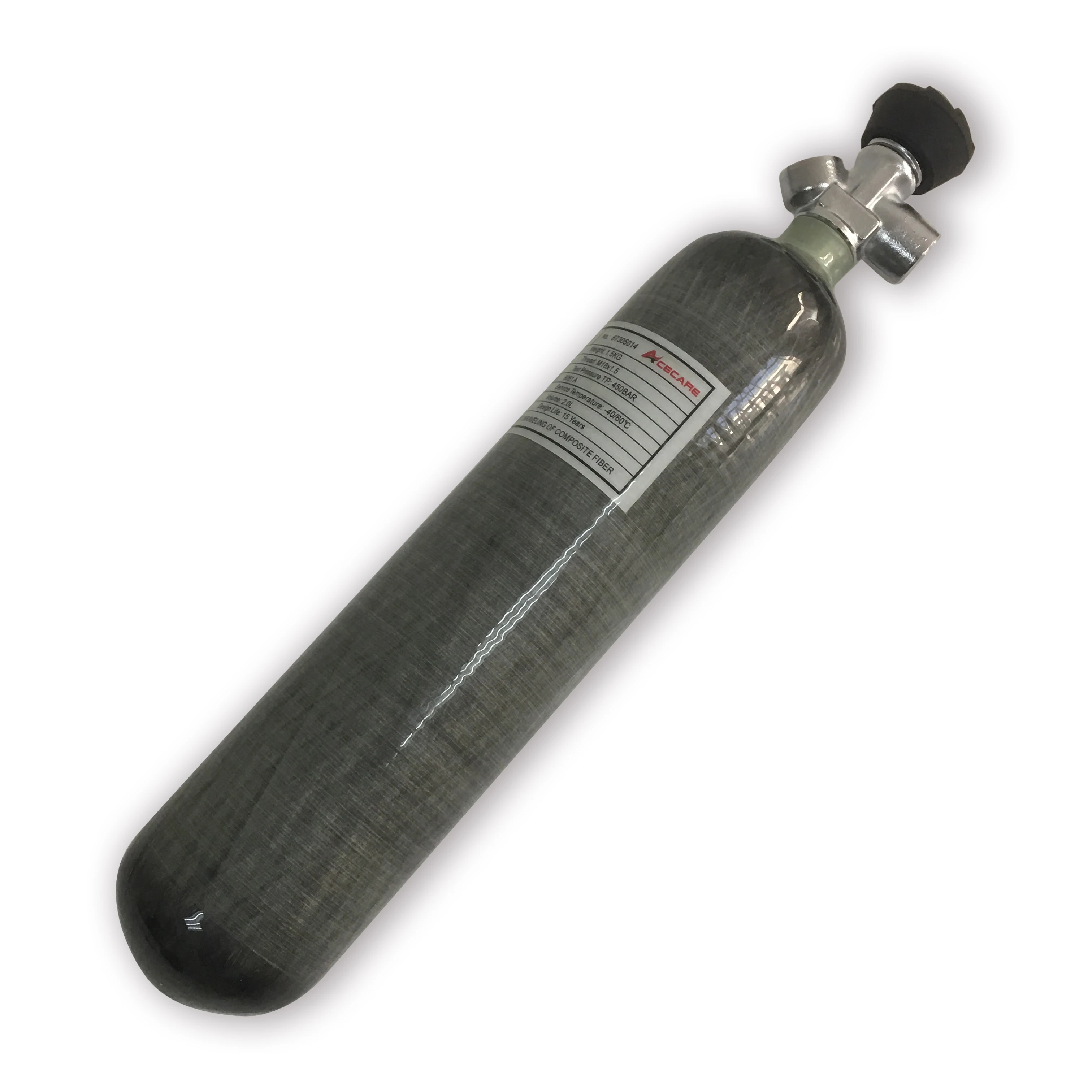 

Acecare High Pressure 2L Carbon Fiber Air Cylinder Air gun air bottle pcp tank with small valve with gauge for Hunting, Gray