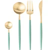 Portuguese Style Green Stainless Steel Matte Cutlery Set For Party