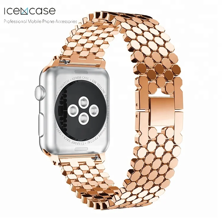 

Stainless Steel Scale Watch Band For Apple Watch iWatch Band Strap Link Bracelet Accessories 38mm 42mm Classical scale band, Black;sliver;gold;rosegold