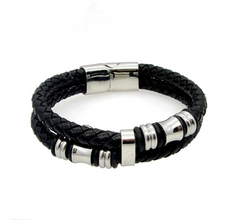 

Yudan Jewelry Stainless Steel Bead Leather Bracelet For Men