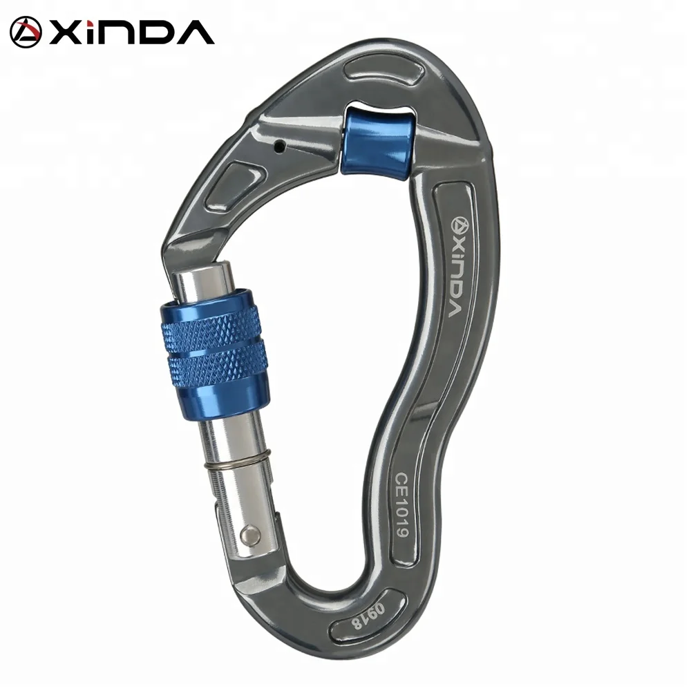 

XINDA 25kN lightweight aluminium alloy screwgate carabiner with pulley wheel anti-friction, Glossy grey