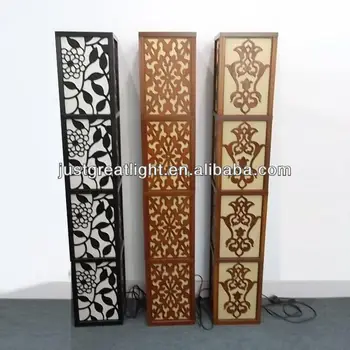 Carved Standing Floor Lamp Wood For Hotel Decoration Buy 