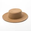100% Wool Hat Boater Shape Flat Top Flat Along Wool Hat For Ladies