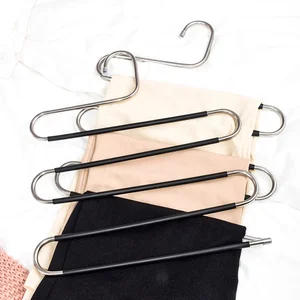 Image of S Shape Pants Hanger 5 Layers S Hangers Closet Magic Space Saver
