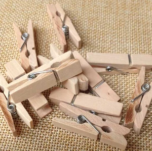 Image of mini Wooden Pegs Natural Craft Baby Clothes Pin wood photo clips 35mm