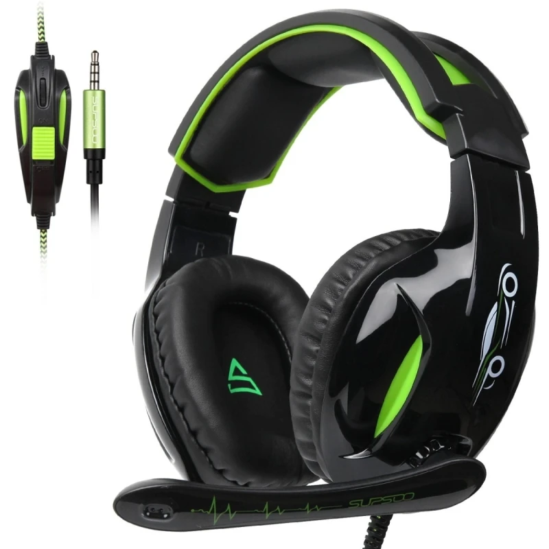 SUPSOO G813 3.5mm Stereo Gaming Headset Wired Music Headphone with Wire Control & Mic & 3.5mm 2 in 1 Audio Line for PC, Laptop,