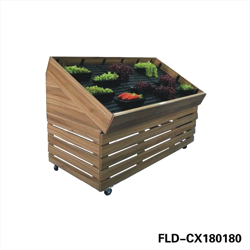 Wooden Fruit And Vegetable Rack Stands Display Rack For Supermarket