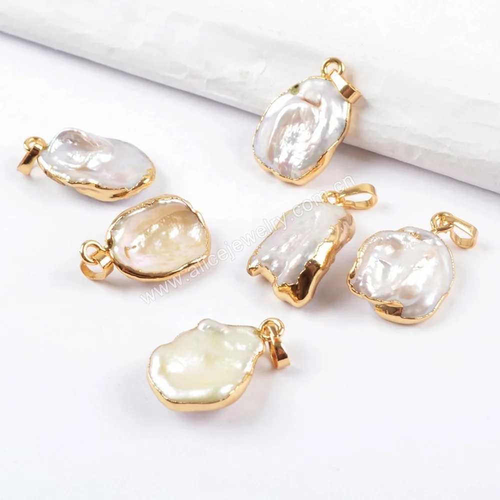 

G1673 Natural Freshwater Pearl Pendants Charm Gold Pearls Jewelry