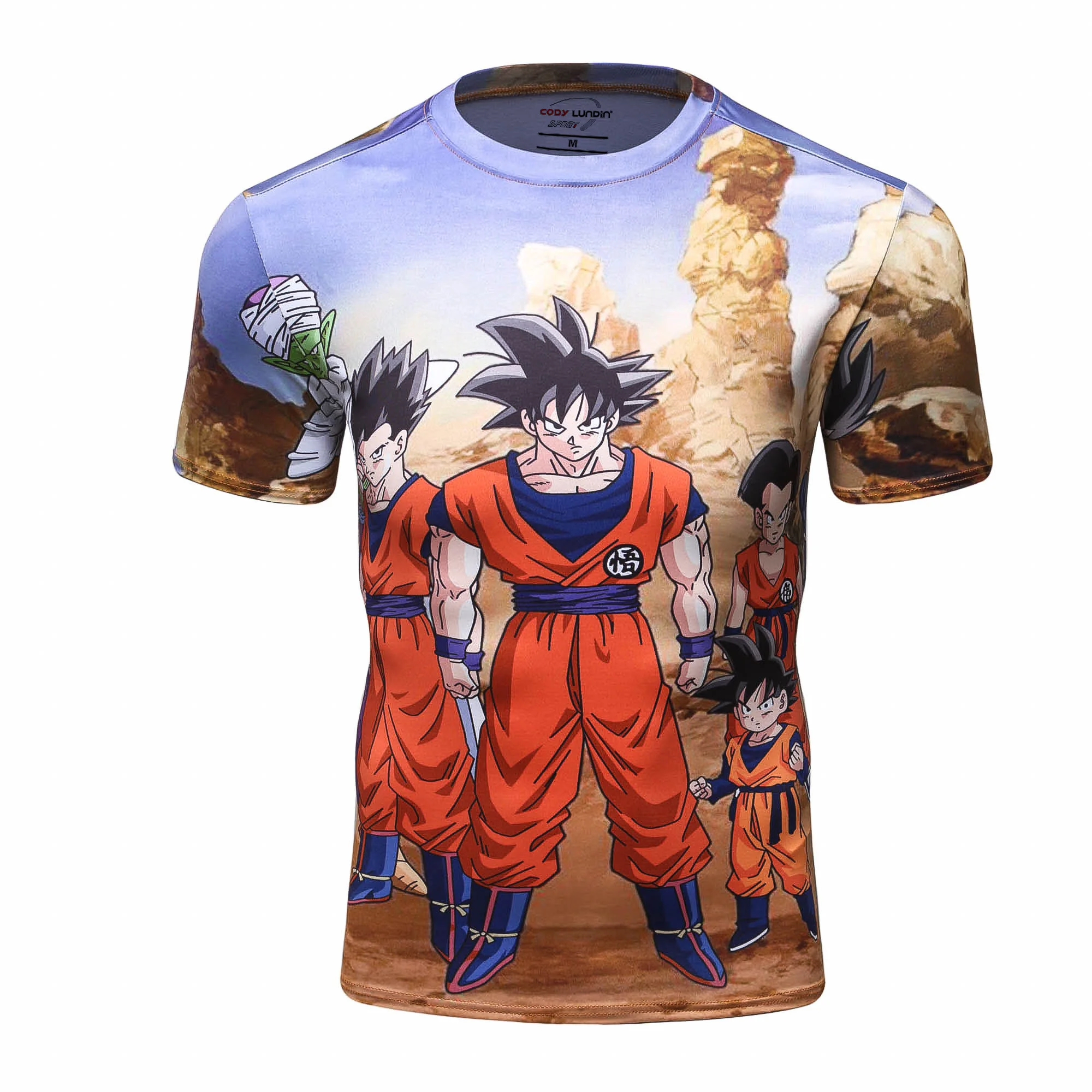 

Sublimation Print Short Sleeve 95% Polyester 5% Spandex Compressed Goku T Shirt For Men Fitness Clothing, Multy
