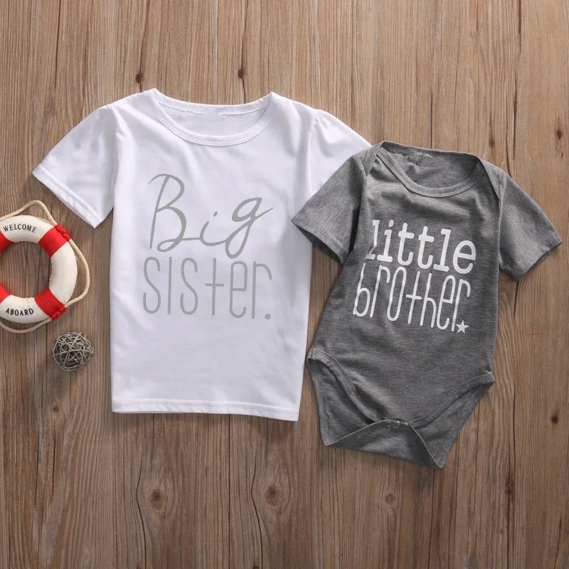 

Wholesale Amazon hot selling items Cotton summer brother or sister T-shirt for new born to 10year K583