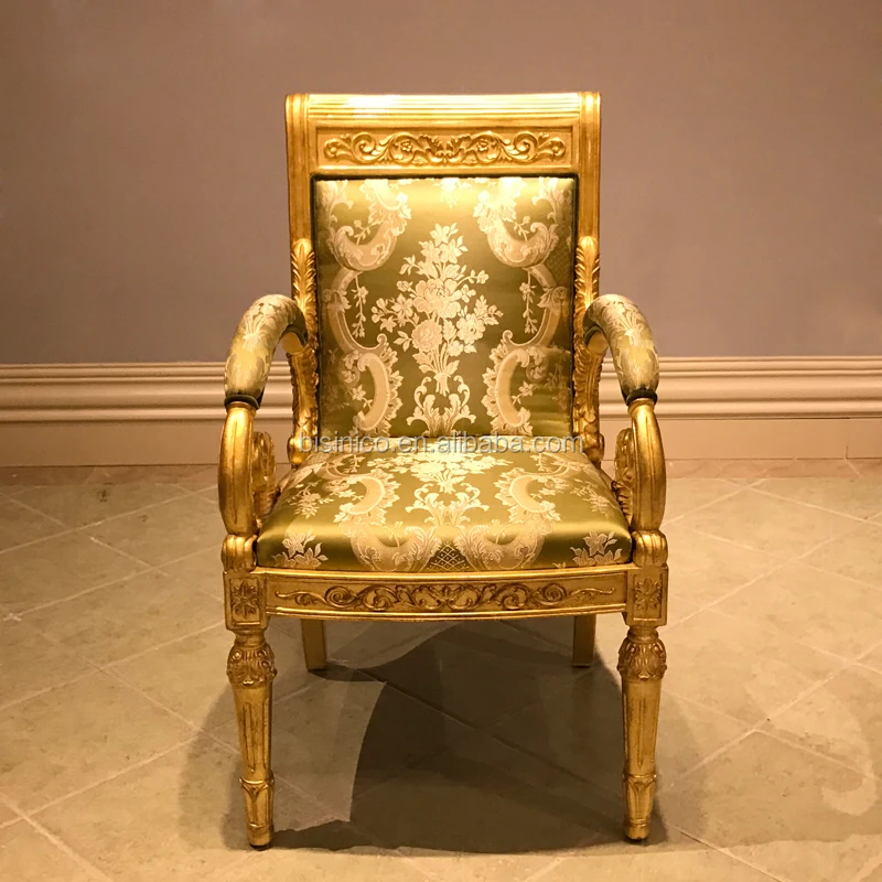 Source French Louis XV Rococo Gold Leaf Wooden Carving Armchair Dining Chair  With High Quality Fancy Patterned Velvet, Medusa Furniture on m.