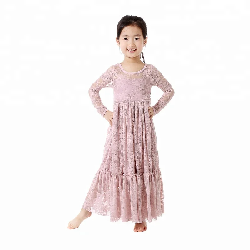 

Wholesale Boutique Kids Clothing Baby Girl Long Maxi Frocks dress kids girl Lace floral Dresses, Many colors available