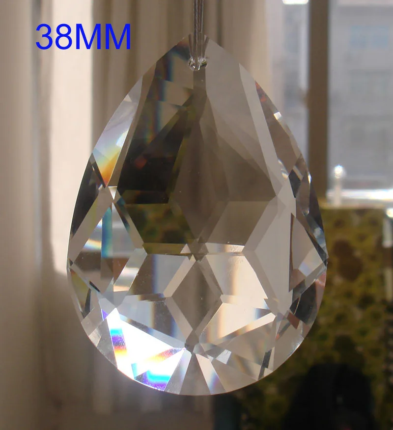 100Pcs Clear Chandelier Crystal Lamp Parts Glass Prisms 38mm Pendant Drops 