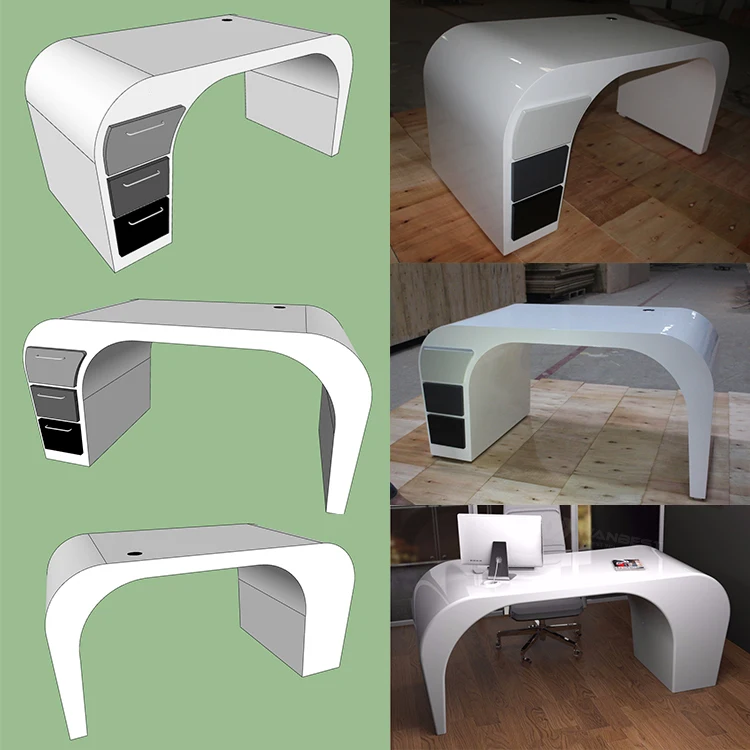 Modern Acrylic L Shaped Office Executive Ceo Writing Desk Home Computer Table