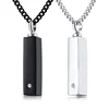 Customized Stainless Steel Cube Bar Cremation Urn Pendant Rectangle Bar Charm Memorial Ash Keepsake Necklace
