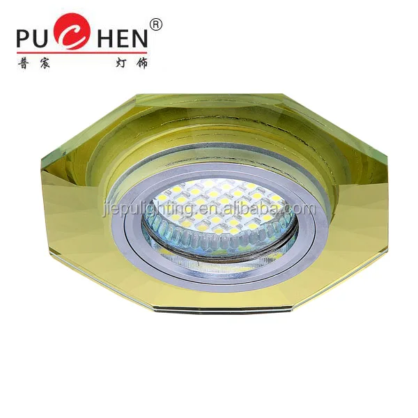 
octagon brown crystal spot ceiling lighting for led or halogen lamp 
