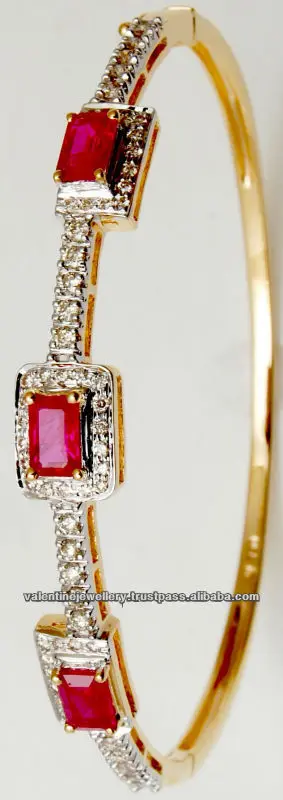 Diamond Gold Ruby Bracelet Cushion Cut Design 18k Real Diamond Gold Ruby Bracelet Cushion Cut Design 18k Real Women