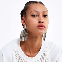 

Barlaycs Fashion Statement Vintage Geometric African Druzy Big Acrylic Acetate Resin Drop Earrings for Women Ladies Jewelry