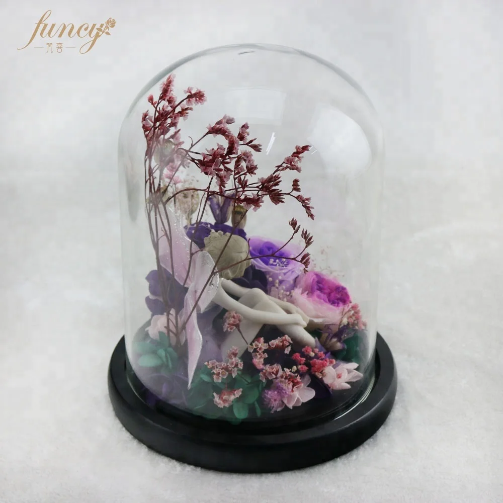 
Gift Item Valentine Day Girlfriend Preserved Roses Forever Flower Angle Glass Dome 3 Year Anniversary List Gift items Marriage 