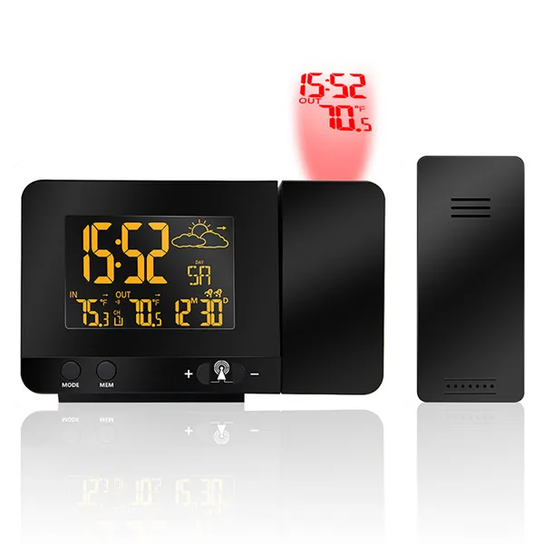
Digital Weather Station Weather Forecast Projection Clock with Device Charger PT3531B RCC controlled display temperature 