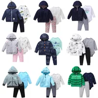 

3 in 1 baby hooded jacket coat with matching long pants and bodysuits