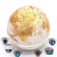 

Ring Bombs Fizzies Glitter Mica Color Custom Christmas Paper Packaging Box Gift Set Organic Dead Sea Salt Bath Bomb with Ring