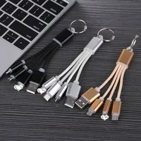 

High Quality Multi functions keychain mini Charger 2.1A Fast Charging for iPhone/Micro/Type C USB Port adapter cable 3 in 1