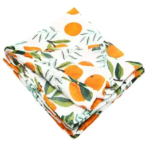 HappyFlute Top quality simple printed soft cotton wholesale muslin swaddle blankets for baby