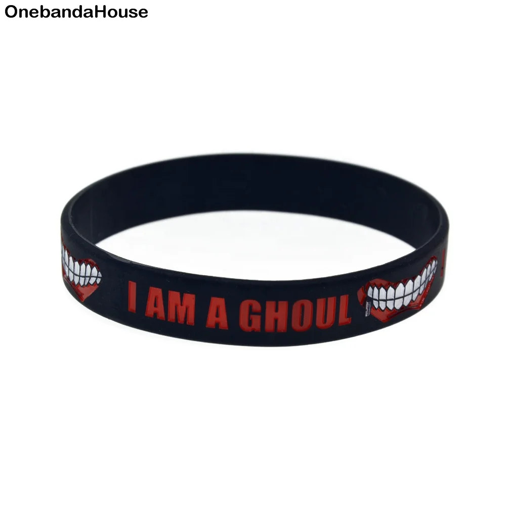 

50PCS Tokyo Animation The Film Series I am a Ghoul Silicone Wristband Advertising Gift Bracelet, Black