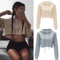 

2019 Latest Design Custom Logo Summer Long Sleeve Hoodies Sexy Crop Tops for Women