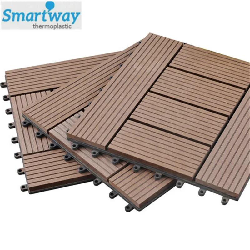 
30x30cm Interlocking Tile Plastic backing composite decking tile 