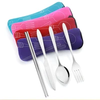 

Cutlery Set With Case Travel Pouch Stainless Steel Knife Spoon Fork Travel Cutlery Set