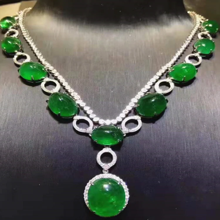 

SGARIT fine custom jewellery 18k gold 106.5 vivid green natural emerald gem stone luxury necklace women