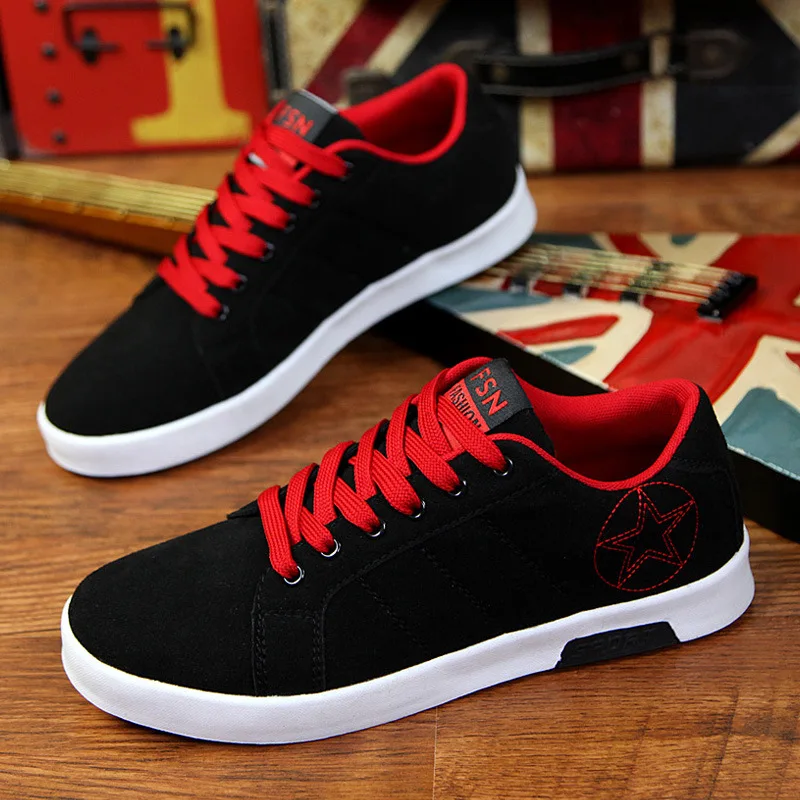 

Wholesale Cheap Fashion Breathable Board Shoes Men Casual Sports Sneakers, Black red/black blue/black green